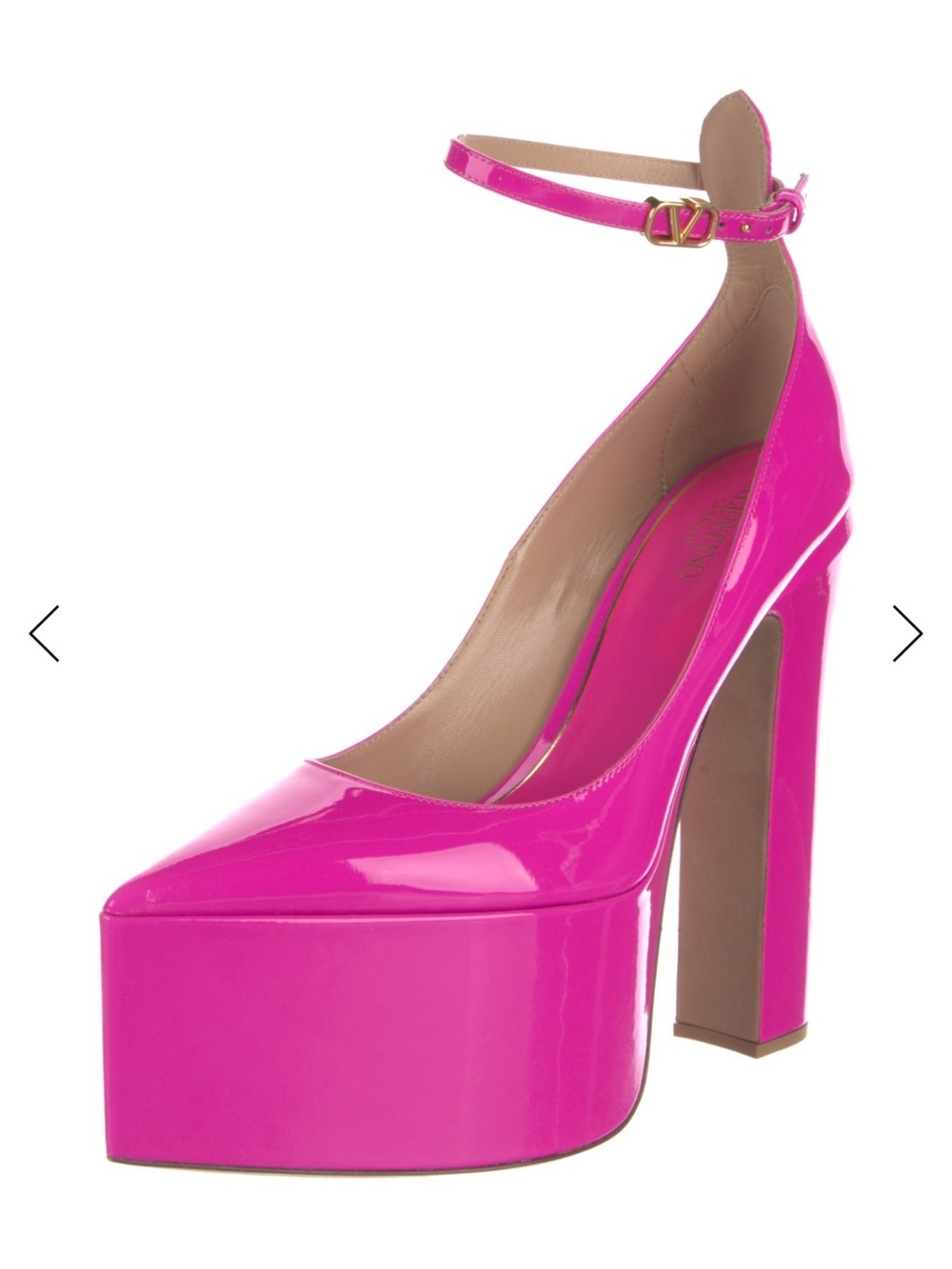 Valentino Garavani Patent Platform Ankle-Strap Pumps in Hot Pink - Picture 3 of 6